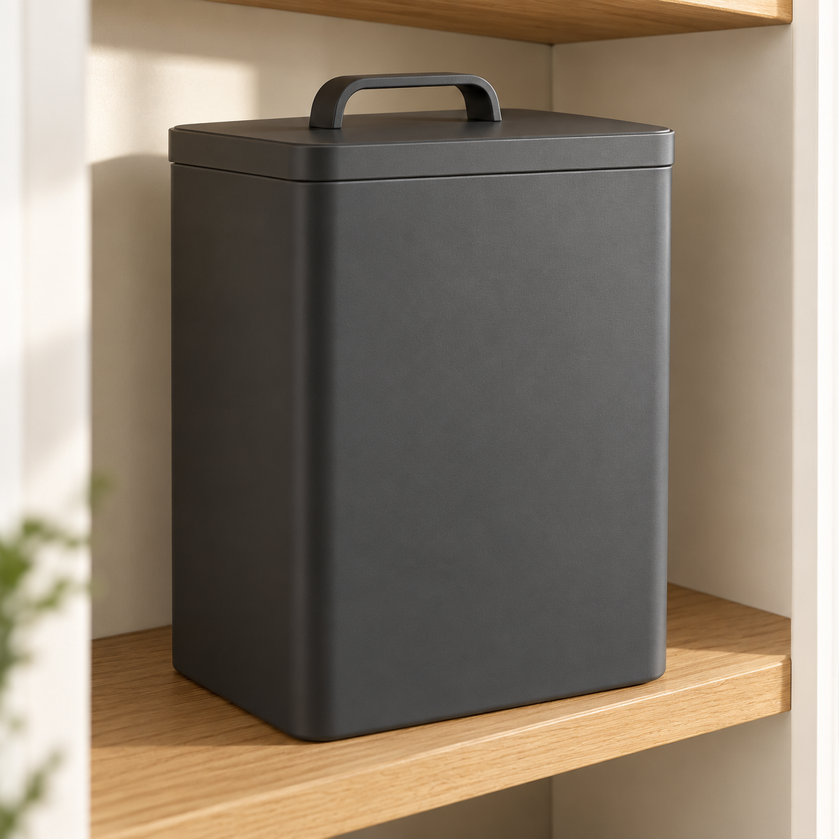 Charcoal Slim Pet Food Canister — AI-generated concept visualization