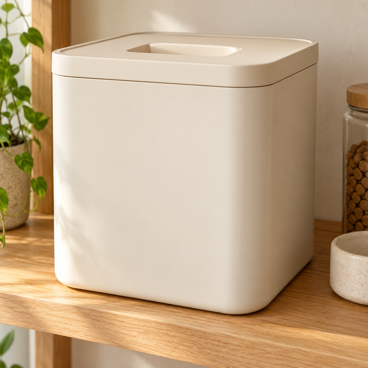 Ivory Square Pet Food Canister — AI-generated concept visualization